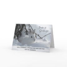 White Rabbit Winter Snow Xmas Photo 2 Personalized