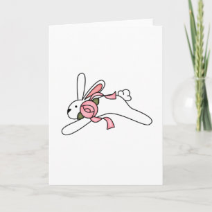 White Rabbit With Pink Ribbon Tshirts and Gifts Holiday Card
