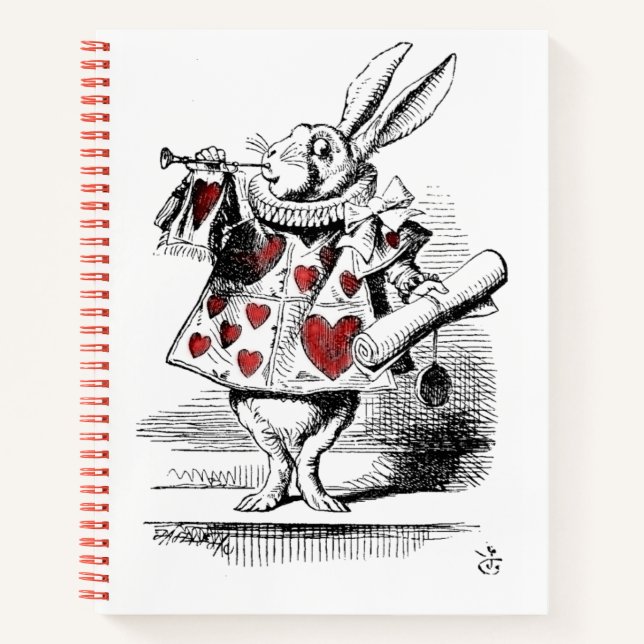 White Rabbit with Red Hearts Alice in Wonderland Notebook (Front)