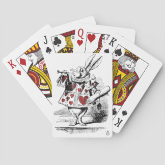 White Rabbit with Red Hearts Alice in Wonderland Playing Cards