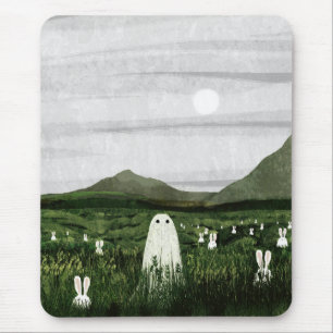 White Rabbits Mouse Pad