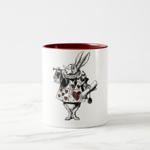 White Rabbits of Hearts - Alice in Wonderland Two-Tone Coffee Mug