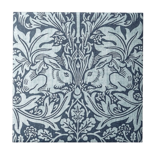 White Rabbits - William Morris Tile (Front)