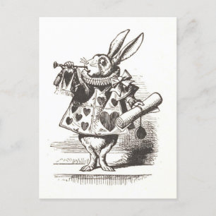 White Rabit from Alice in Wonderland Illustration Postcard