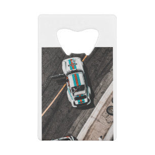 White race car credit card bottle opener