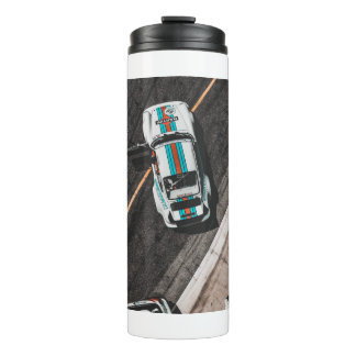 White race car thermal tumbler