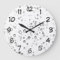 White rain water droplets clock