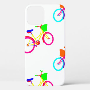 white rainbow bikes colourful bicycles iPhone 12 case