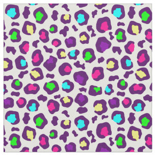 white rainbow leopard animal print purple fabric