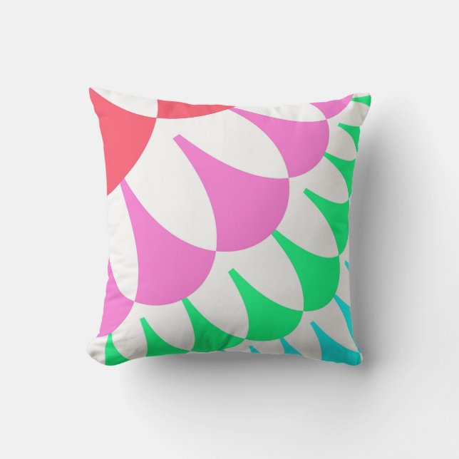 White Rainbow Scales Throw Pillow (Front)