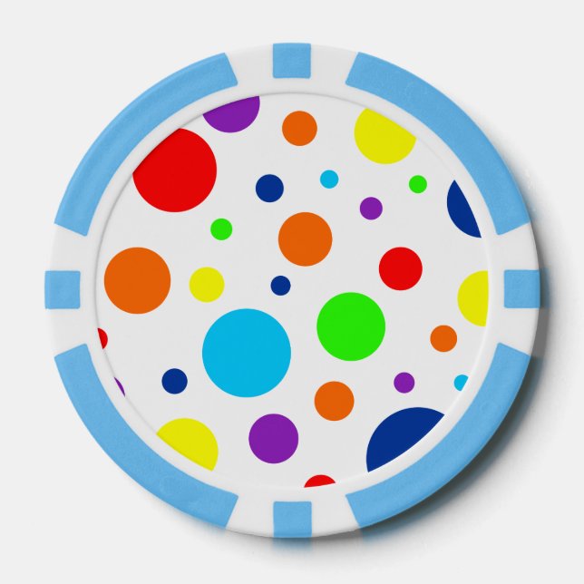 White Rainbow Spots Poker Chips (Front)