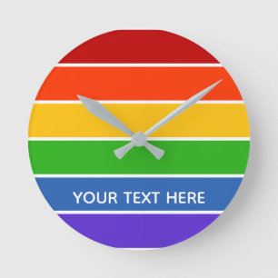 White Rainbow Stripe Round Clock