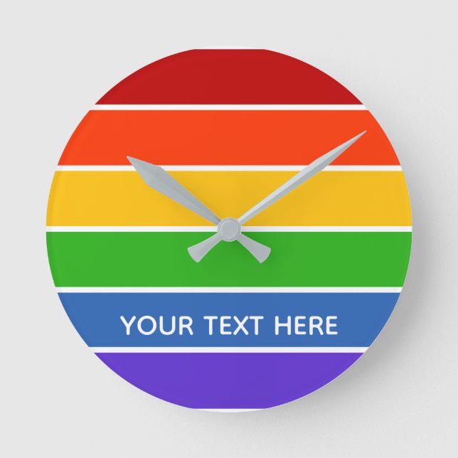 White Rainbow Stripe Round Clock (Front)