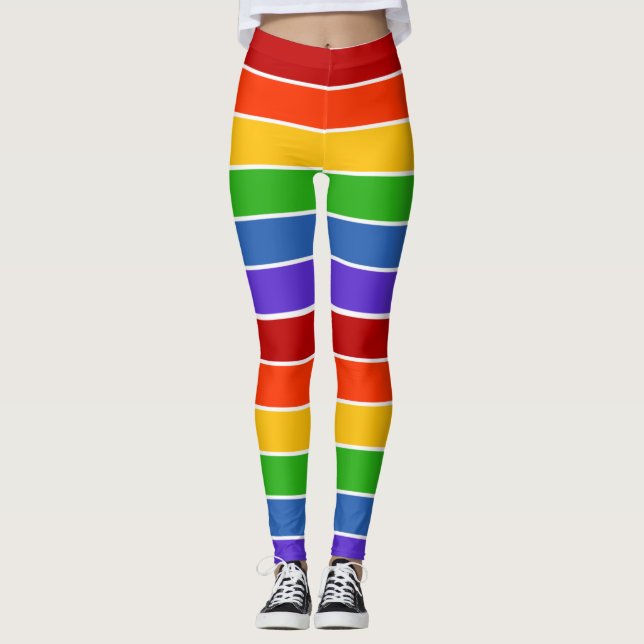 White rainbow striped leggings (Front)