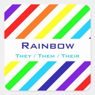 White Rainbow Stripes Name / Pronoun Stickers