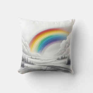 White Rainbow Throw Pillow