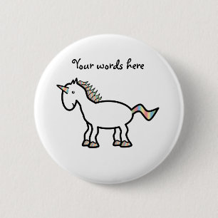 White rainbow unicorn 2 inch round button