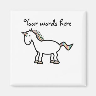 White rainbow unicorn magnet