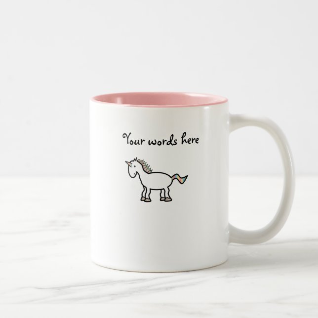 White rainbow unicorn Two-Tone coffee mug (Right)