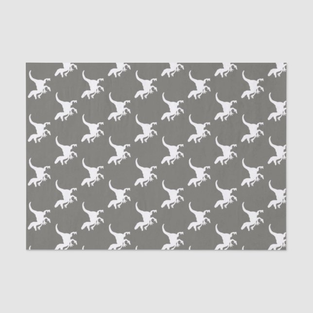 White Raptors Dinosaurs Print Tissue Paper (Front)