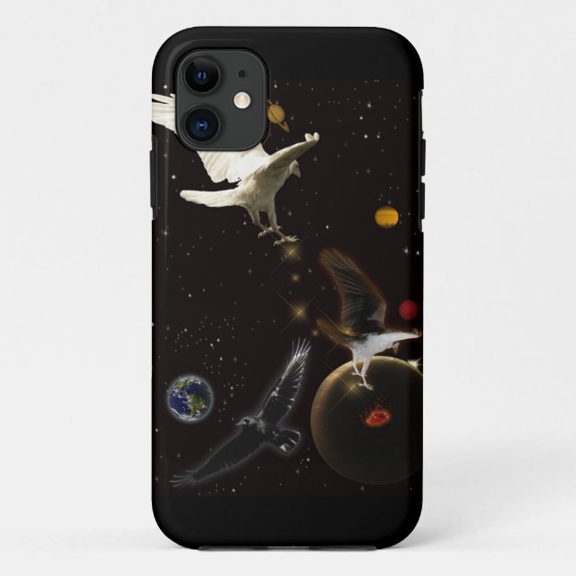 White Raven Fantasy Wildlife iPhone Case (Back)