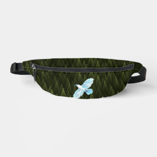 White Raven on Fractal Conifers Fanny Pack