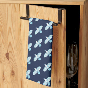 White Ravens on Blue Kitchen Towel