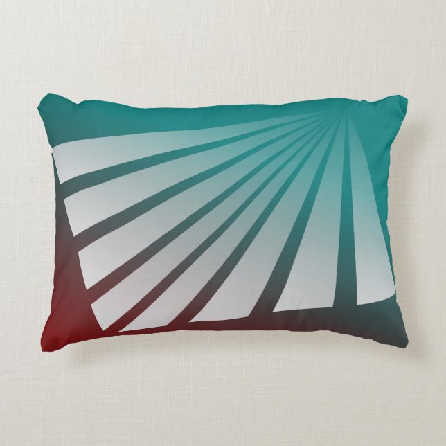 White rays on burgundy teal accent pillow (Front)