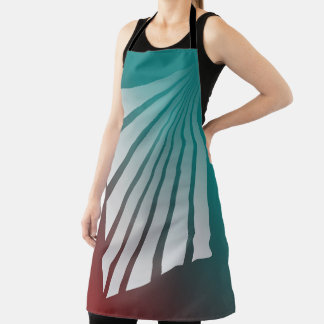 White rays on burgundy teal apron