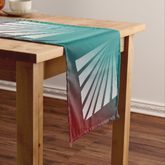 White rays on burgundy teal medium table runner