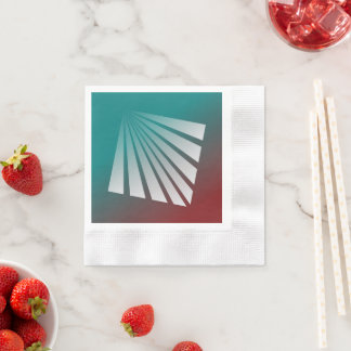 White rays on burgundy teal napkin