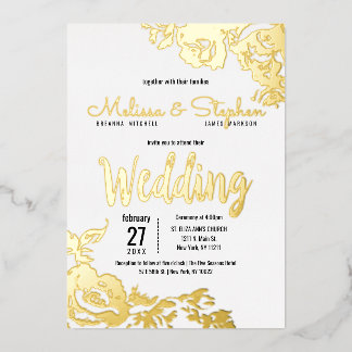 White Real Gold Floral Wedding