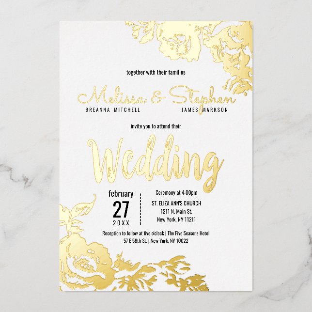 White Real Gold Floral Wedding (Front)