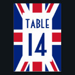 White Rectangle Union Jack Numbered Table Number<br><div class="desc">Simple white rectangle with Union Jack pattern in red,  white and blue with table number to match.</div>