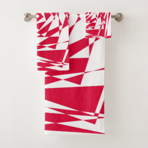 White red abstract illusion  bath towel set