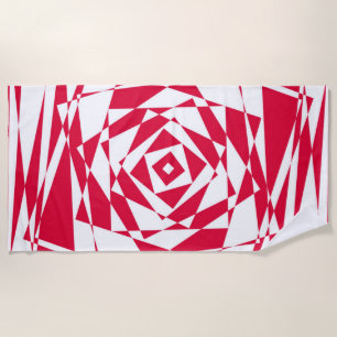 White red abstract illusion  beach towel
