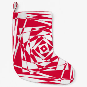 White & Red Abstract Illusion Christmas Stocking 
