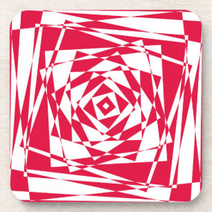 White red abstract illusion  coaster