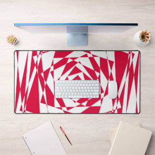 White red abstract illusion  desk mat