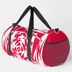 White red abstract illusion duffle bag