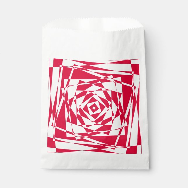 White red abstract illusion  favour bag (Front)