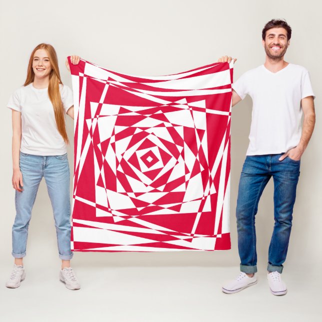 White red abstract illusion  fleece blanket (In Situ)