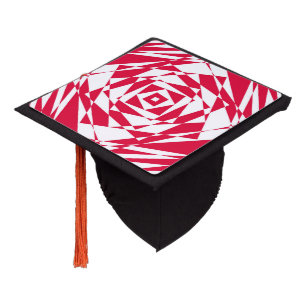 White red abstract illusion  graduation cap topper