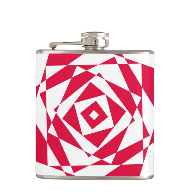 White red abstract illusion  hip flask (Front)