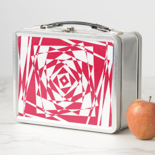 White red abstract illusion  metal lunch box