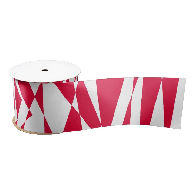 White red abstract illusion  satin ribbon (Spool)