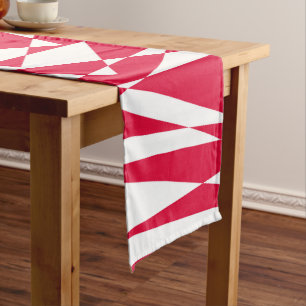 White red abstract illusion  short table runner