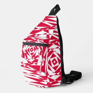 White red abstract illusion sling bag