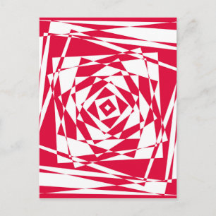 White & Red Abstract Optical Illusion Postcard 