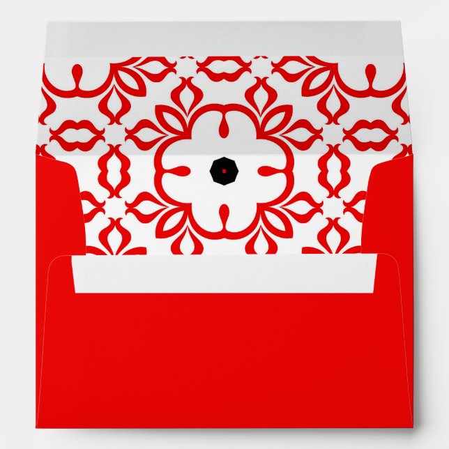 White Red and Black Geometric Mosaic Pattern  Envelope (Back (Bottom))
